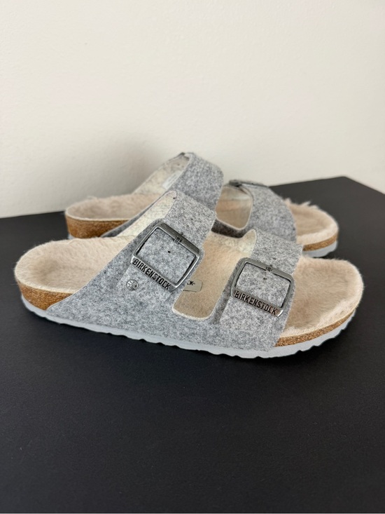 Birkenstock Shoes - Birkenstock Arizona Happy Lamb Grey Wool Sandals